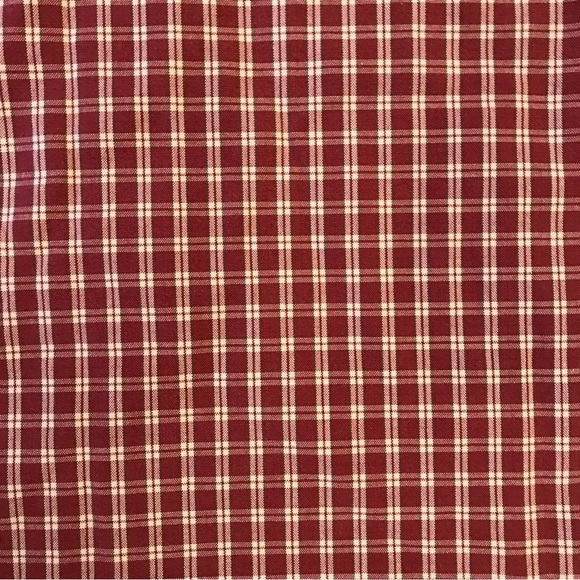 LL Bean Mens Long Sleeve Shirt Size Large Burgundy Check Plaid Cotton Button Up - Picture 8 of 9